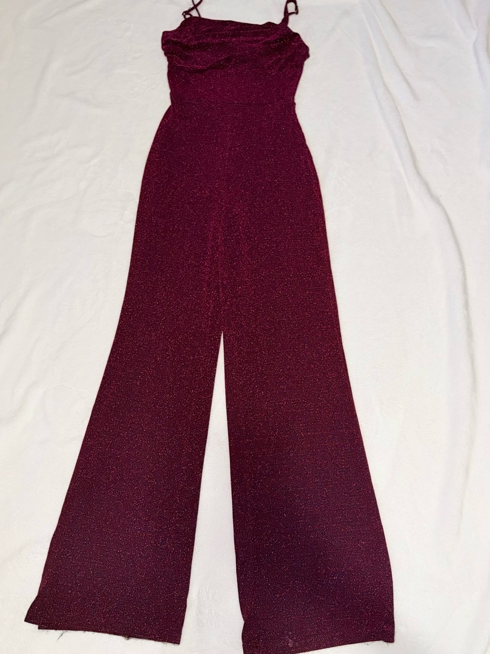 privy Sparkling Burgundy Sleeveless Jumpsuit